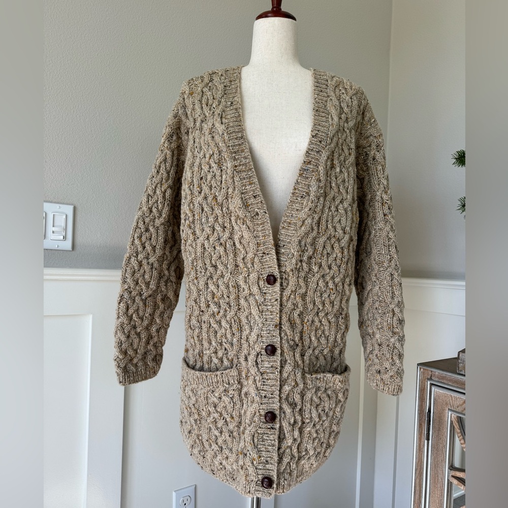 Lauren Ralph Lauren Cream Cable Knit Button Front Cardigan - Picture 2 of 12